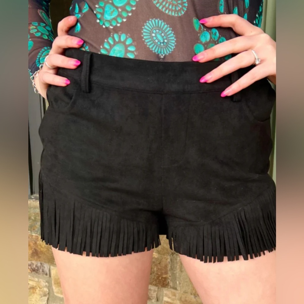 Sterling Kreek Nashville Babe Fringe Shorts Black